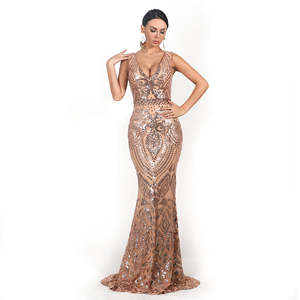 Retro Backless Elegant Extra-long Reflective Dress