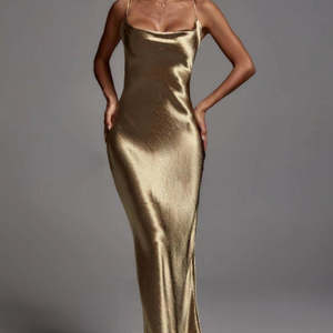 Fab Ur Sophisticated Elegance: Beauty Clothing Sling Exposed Back Sexy Dress Slim Fit Fashion Long Skirt