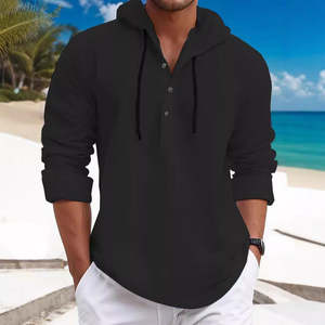Menswear: Fashion Men's Pearl Cotton Long-sleeved Hooded Sweater
