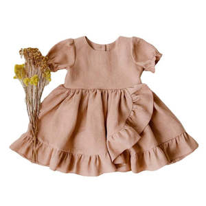 Baby: Girls' Dresses, Princess Dresses, Cotton And Linen Short-sleeved Ruffles