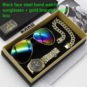 Jewellery: Wristwatch Glasses New Men's Watch Business Foreign Trade Sunglasses Watch Gift Box Suit