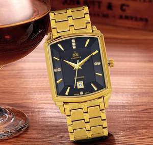Jewellery: Men's Square Waterproof Quartz Watch