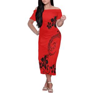 Island Wear: Off Shoulder High Quality Short Sleeve Long Dress