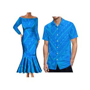 Island Wear: Le-Eva Elegant Dress with Partner Shirt for Men