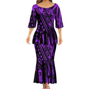 Island Wear: Family Set Evening Dress Tribal design high-quality printed custom dress