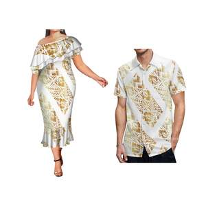 Island Wear: Elegant Mermaid Dress with matching shirt for him