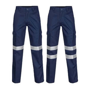 Qs Work Wear: 100% Cotton Hi Vis Men Work Pants with Reflective Stripes Work Trousers with Reflective Tape Hi Vis Workwear