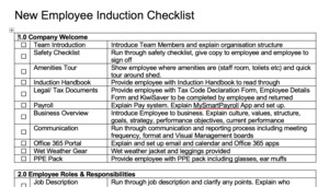 People: New Employee Induction Checklist