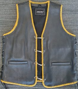 Bullet Vest With Yellow Braid - Leather Direct