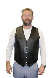Leather Vests For Men - Motorcycle Leather Vest - Thick Leather Vest: Side Seam Leather Vests - Genuine Cowhide Leather Vests