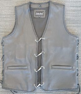 Leather Vests For Men - Motorcycle Leather Vest - Thick Leather Vest: Bullet Vest With Black Braid - Leather Direct