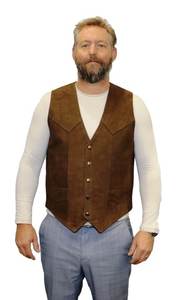 Leather Vests For Men - Motorcycle Leather Vest - Thick Leather Vest: Brown Nubuck Leather Vest - Leather Direct