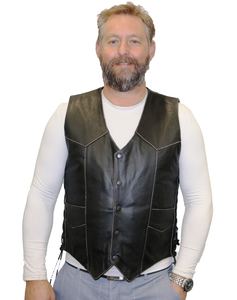 Leather Vest With Rub Off Effect - Genuine Leather Vest