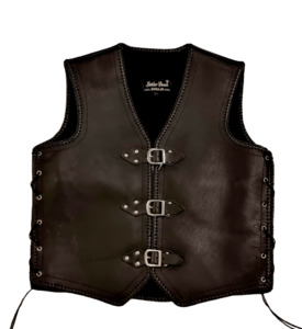 Black Leather Vest with Wide Back – LeatherDirect