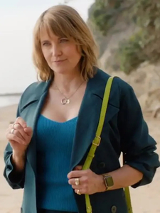 My Life is Murders S04 Lucy Lawless Teal Coat