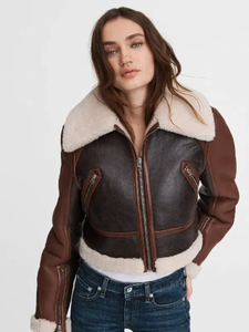 Women’s Sheepskin Dark Brown Leather Jacket