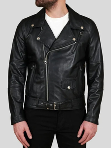 Products: Men’s Black Biker Leather Jacket: Kaimata
