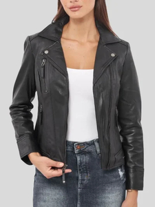 Women’s Black Biker Leather Jacket: Blenheim