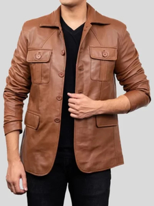 Products: Men’s Brown Leather Blazer: Naseby