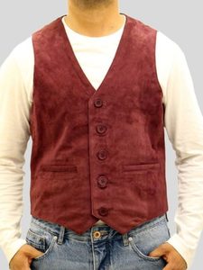Products: Men’s Burgundy Suede Leather Vest: Dunedin
