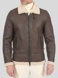 Products: Men’s Brown Aviator Leather Jacket: Raglan