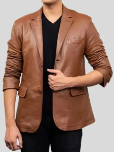 Men’s Brown Leather Blazer: Normanby