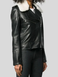 Women’s Black Biker Leather Jacket: Karamea