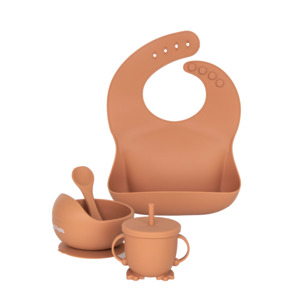 Tableware Bibs: Silicone Feeding Set - Terracotta