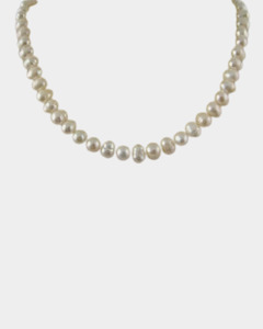 Jewellery: Kiwicraft White round freshwater pearl necklace