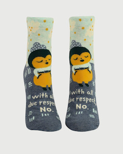 Socks: Blue Q With all due respect No Ankle Socks