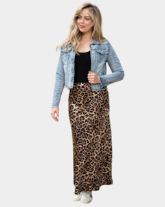 Skirts: Guru Satin Leopard Bias Cut Midi Skirt