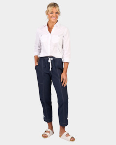 Pants: Vassalli Relaxed Leg Ankle Grazier with contrast trim & stitching