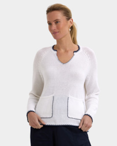 Knitwear: Zaket & Plover Hand Work Trim A Line Jumper