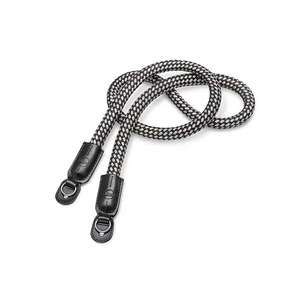 Q Accessories: LEICA CARRYING STRAP ROUND BRAIDED RAYON & LEATHER, BLACK & WHITE PRE-ORDER (Copy)