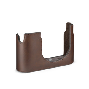 Q Accessories: LEICA PROTECTOR Q3, HALFCASE LEATHER DARK BROWN PRE-ORDER