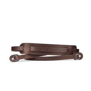 Q Accessories: LEICA CARRY STRAP LEATHER DARK BROWN PRE-ORDER