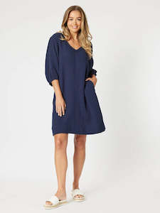 Byron Cotton Dress Navy