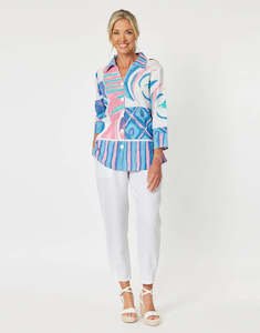 Sarah Ribbed Waist Linen Pant White