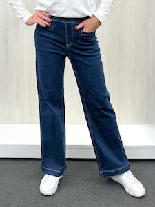 Threadz: Maddy Pull On Wide Leg Jean Dark Denim