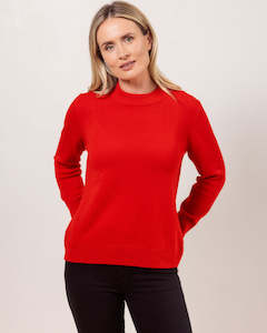 Summer Sale: 100% Luxe Merino Wool Crew Neck Sweater Red