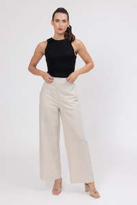 Pants Skirts: Essential Wide Leg Suit Pant Oatmeal