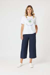 Lino Wide Leg Pant Navy