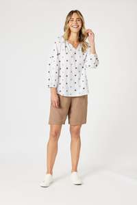 Tops: Rattan Emb Top White/Natural