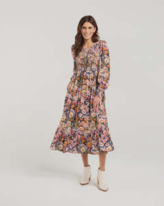 Charlotte Shirred Dress Monet's Garden