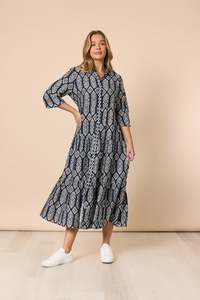 Lola Print Dress Navy/White
