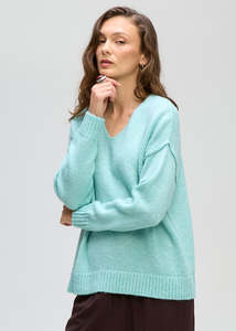 Hug Me V Neck Fluffy Sea Foam
