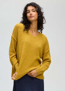 Hug Me V Neck Fluffy Ochre