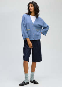 Boxy Detail Cardi Blue Stone