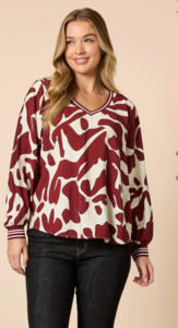 Tops: Aspen Print Top Shiraz