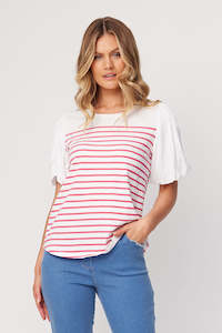 Lilly Stripe Tee Cerise Stripe